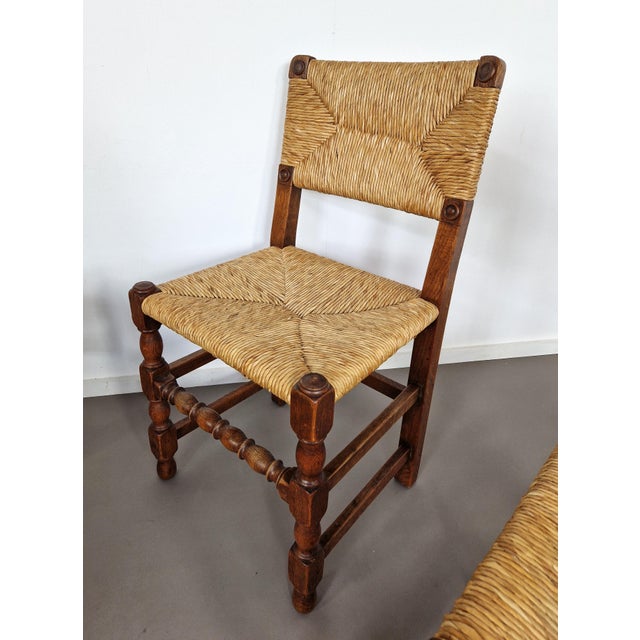 Vintage French Primitive Rush Chairs, 1930s, Set of 4 For Sale - Image 6 of 11