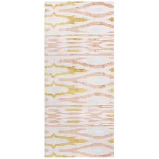 Abstract Ikat Design Contemporary Runner In Beige Silk "Ikatine" For Sale