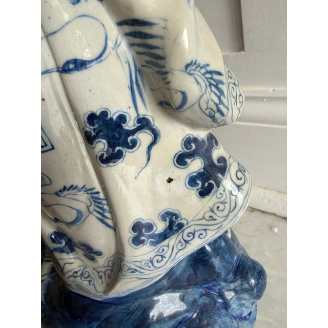 Antique Chinese Porcelain Immortal Statue, Blue & White China Crab Figural For Sale In Washington DC - Image 6 of 12