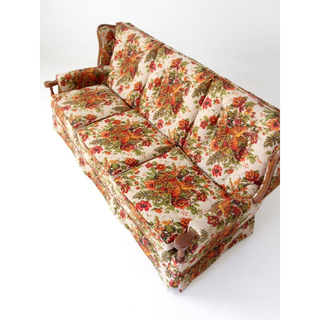 Traditional Vintage Colonial Revival Pheasant Floral Sofa For Sale - Image 3 of 18