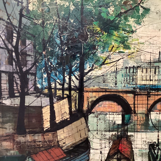 Mid 20th Century Abstract Modernist Painting Parisian Scene