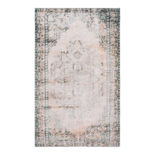 1970s Vintage Turkish Handmade Wool Cotton Beige Area Rug For Sale
