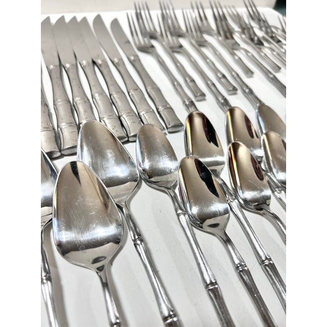Vintage Bamboo Flatware – Stainless Steel, 51-Piece Set – Supreme Cutlery For Sale - Image 9 of 12