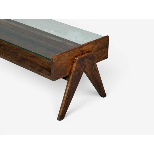 Pierre Jeanneret, Coffee Table, Teak, Glass, Chandigarh, India, 1960s For Sale - Image 10 of 14