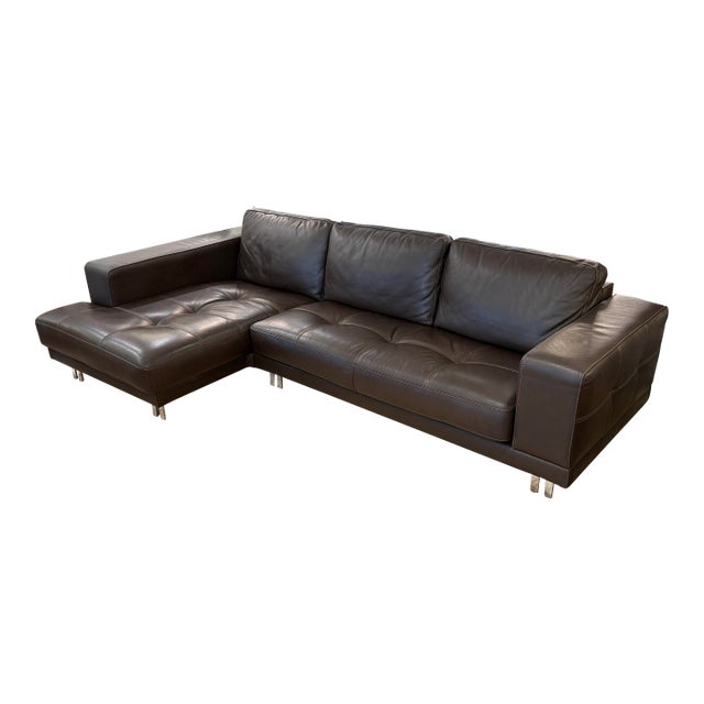 Gamma Arredamenti Quattro Leather Sectional With Chaise Lounge For Sale