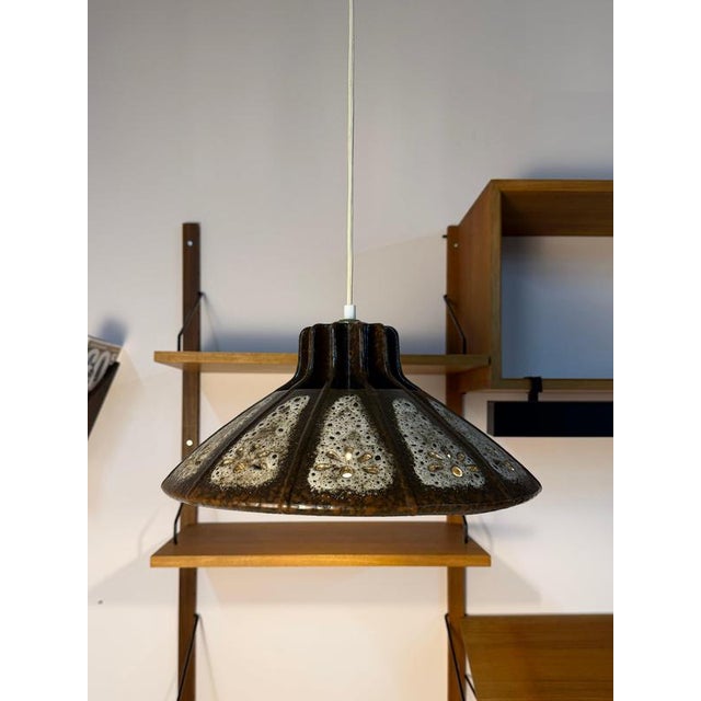 Brown and Grey Ceramic Pendant Lamp, West Germany For Sale - Image 11 of 11