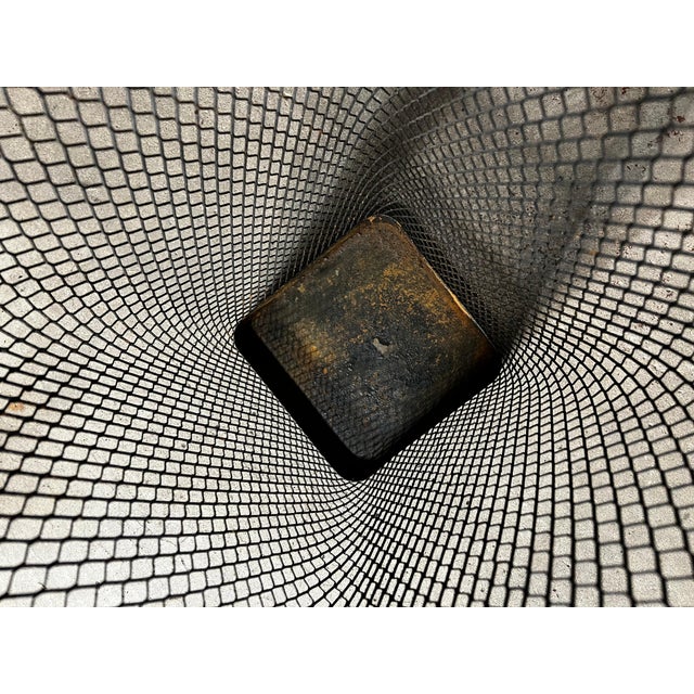 Metal Mid 20th Century Industrial Wire Mesh Metal Trashcan Wastebasket For Sale - Image 7 of 9