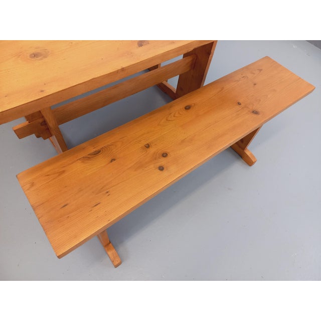 Vintage Fir Table & Benches, 1960s, Set of 3 For Sale - Image 12 of 18
