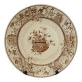 Antique Doulton Burslem “Etaine” Brown Transferware Plate, Victorian Aesthetic Floral For Sale