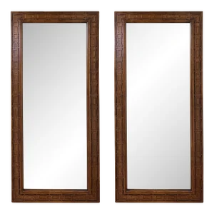 Vintage MCM Carved Wood Mirrors, a Pair