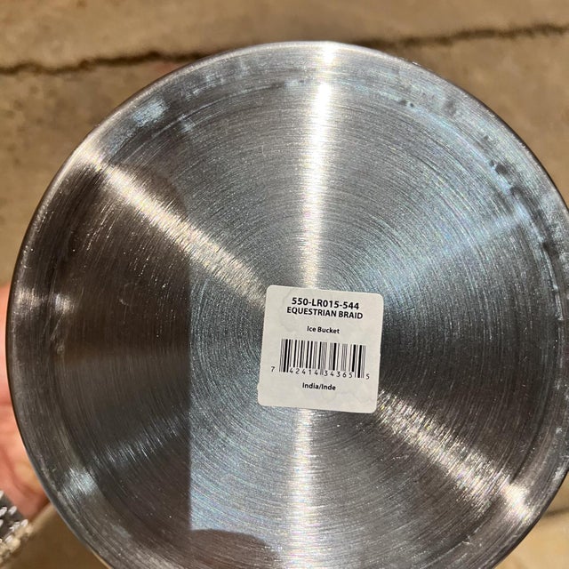 1990s Ralph Lauren Ice Bucket Equestrian Braid Chrome Plates :Polished Steel For Sale - Image 11 of 12