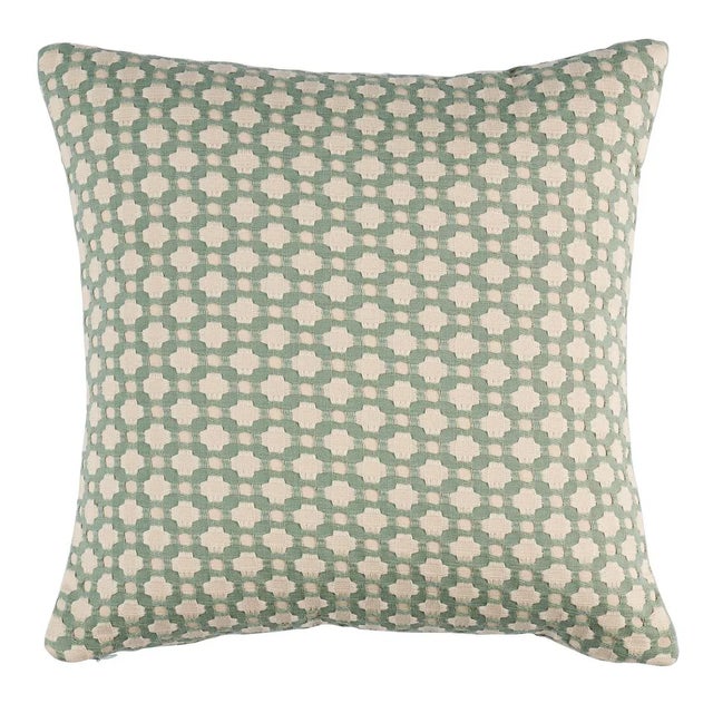 Transitional Schumacher x Celerie Kemble Betwixt 16" Pillow in Water/Ivory For Sale - Image 3 of 3