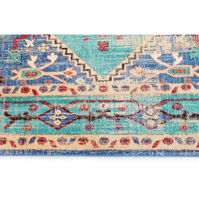 Boho Chic Vintage Style Blue / Beige Persian Rug For Sale - Image 3 of 6
