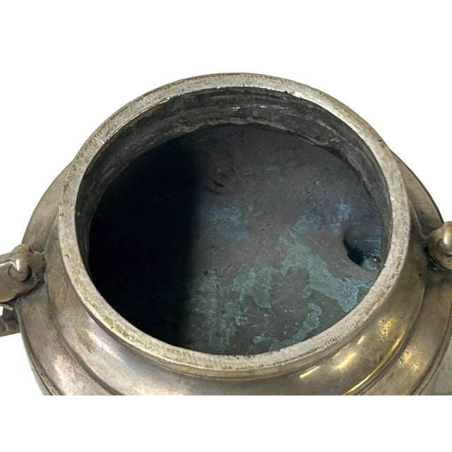 Vintage Silver Pewter Color Metal Foo Dog Ding Shape Incense Holder For Sale In San Francisco - Image 6 of 10