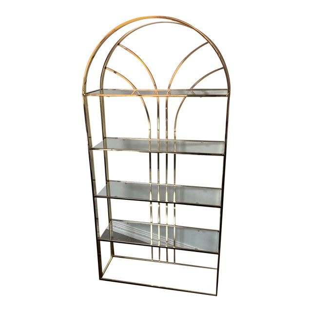 Vintage Brass and Glass Arched Etagere Chairish