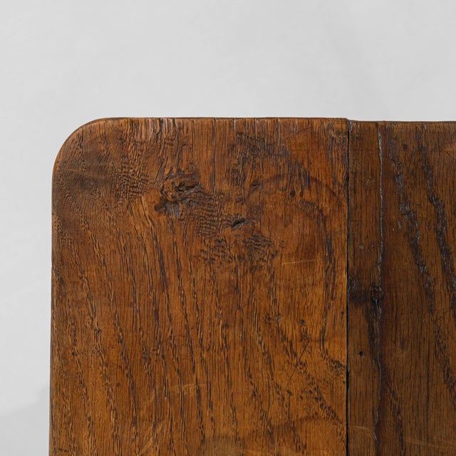 19th Century Luxembourg Provincial Oak Trestle Console Table In Original Patina For Sale - Image 10 of 18