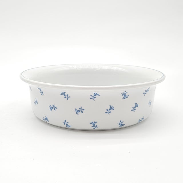 French French Pillivuyt Porcelain Blue Floral Casserole Dish, Depuis 1818, 8.25" For Sale - Image 3 of 8
