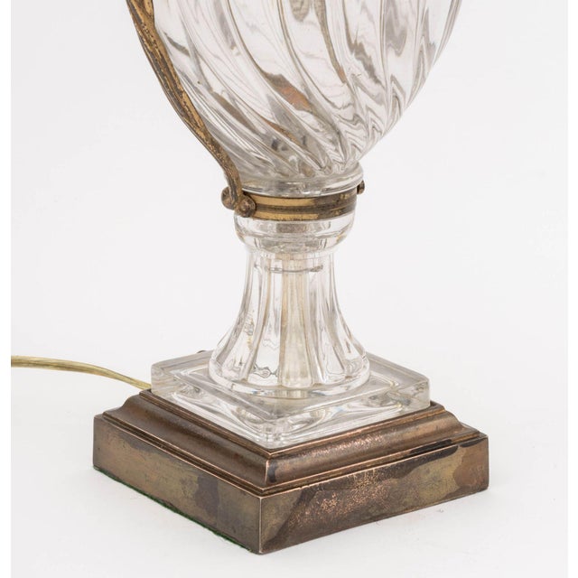 Mid 20th Century Pair of Regency Style Molded Glass and Brass Lamps For Sale - Image 5 of 7