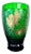 Large Green Art Glass Don Quijote Vase with Gold Painted Decor, Former Czechoslovakia, 1930 For Sale