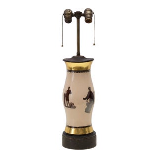 Antique Reverse Decoupage Hurricane Lamp Neoclassical Greek Gods For Sale