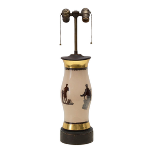 Antique Reverse Decoupage Hurricane Lamp Neoclassical Greek Gods