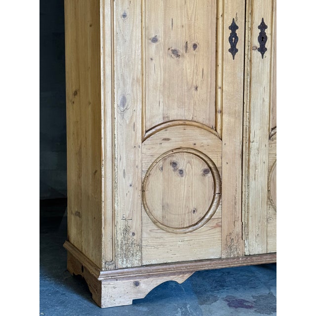 19th Century French Provincial Pine Armoire W/ Carved Details and Internal Drawers | Circa 1860 For Sale - Image 4 of 18