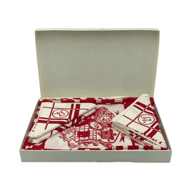 Vintage the 21 Club Nyc Restaurant Tablecloth & 4 Napkins Set New York For Sale - Image 12 of 12