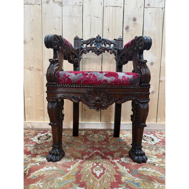 Wood Bishops Throne in Carved Wood, 1800s For Sale - Image 7 of 10