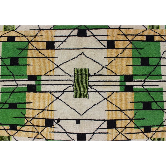 Vintage Turkish Zeki Müren Mid-Century Modern Rug in a Variety of Green Colors For Sale - Image 9 of 11