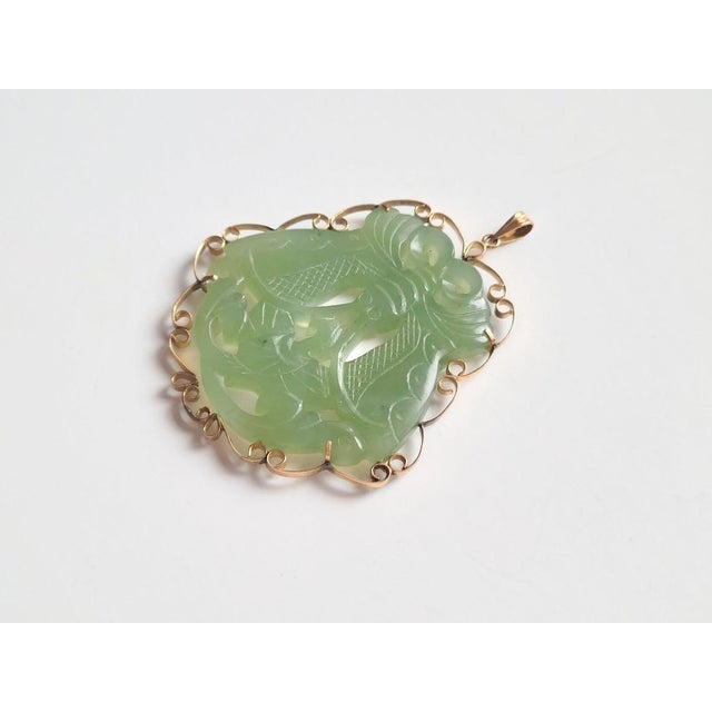 19th Century Gia Certified Antique 14k Gold Chinese Serpentine Butterfly Pendant For Sale - Image 5 of 7