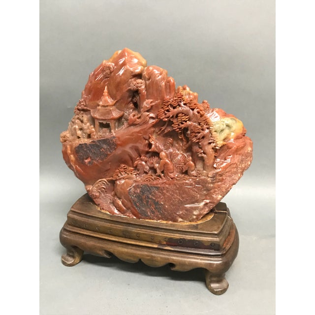 Chinese Art Carved Soapstone Mountain Scenery With People For Sale In New York - Image 6 of 11