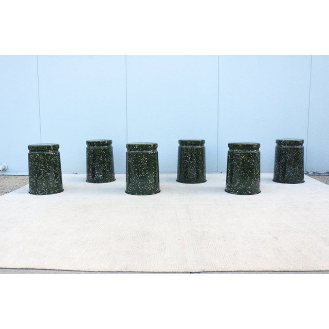 2020s Modern Max Lamb for Hem Last Stools in Green and Pink Splatter - A Pair For Sale - Image 5 of 12