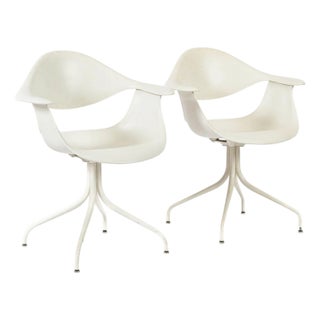 White Mid Century Swag Chairs by George Nelson for Herman Miller For Sale