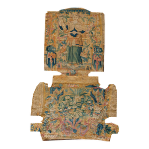 1650s Camel Belgian Floral Flemish Tapestry Set 2' 6"x 4' 6" Silk Flatweavve Carpet Rug