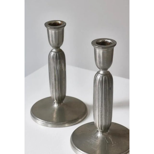 Art Deco Model 2574 Candlesticks in Pewter by Just Andersen, 1930s, Set of 2 For Sale - Image 3 of 10