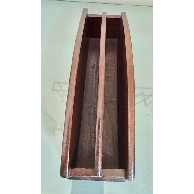 1990s Vintage Hand-Carved Wood Double Letter Holder For Sale - Image 5 of 9