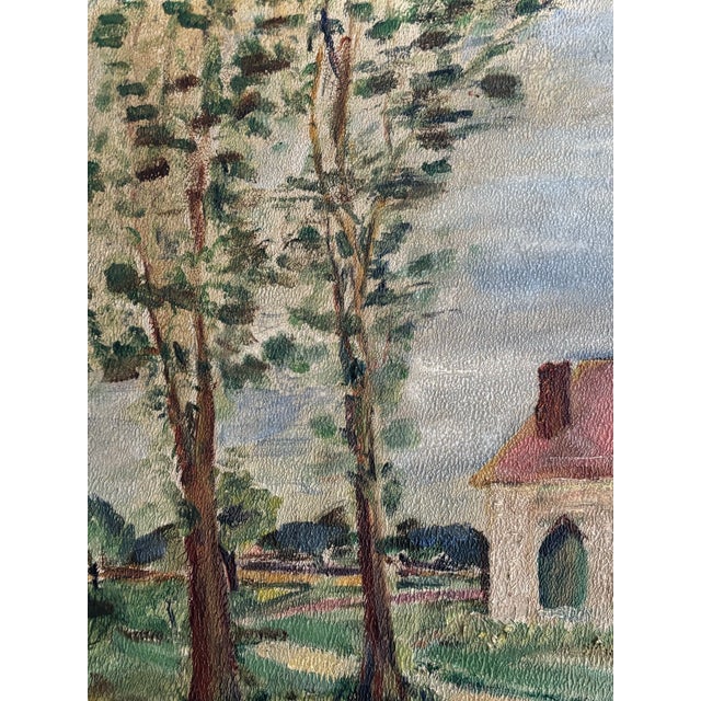 Early 20th Century Early 20th Century Folk Art Landscape Oil Painting, Framed For Sale - Image 5 of 11