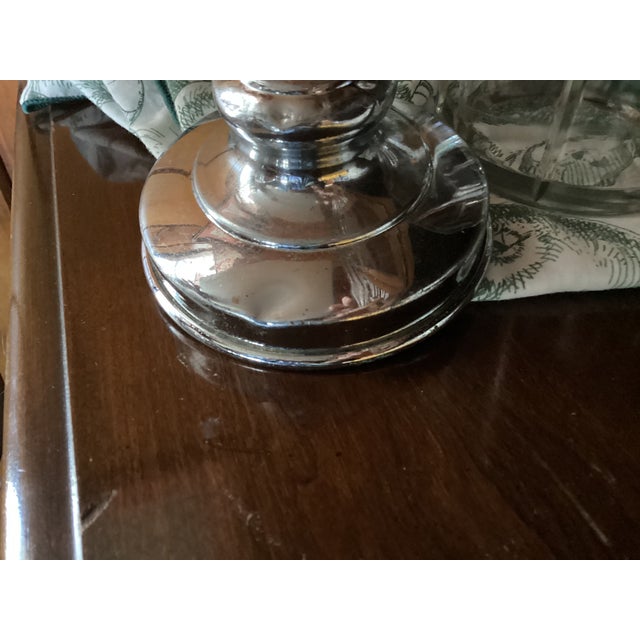 1920-30 Hoosier Pressed Glass Cannister and Chrome Lid With Knob For Sale - Image 4 of 9