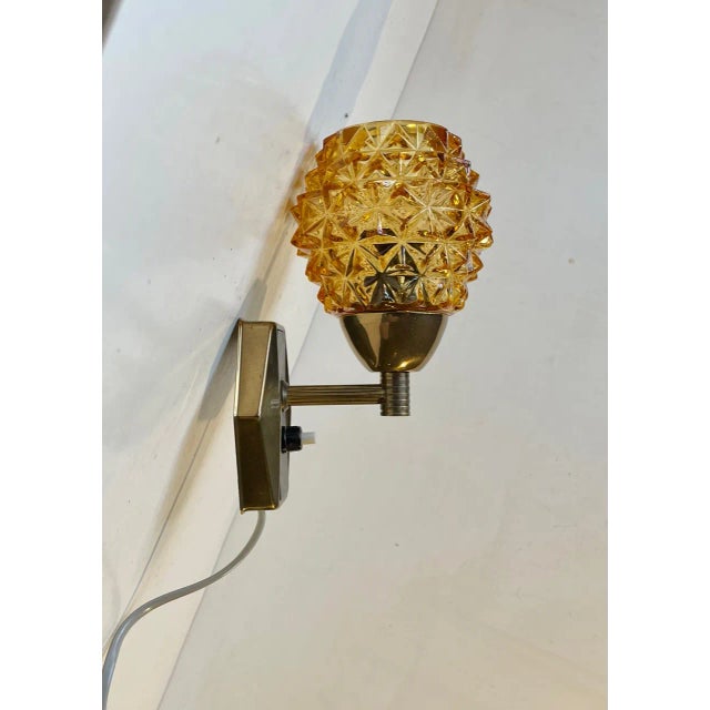 Black Danish Brass & Glass Wall Sconce by J. Sommer, 1960s For Sale - Image 8 of 8