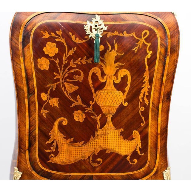 Wood 19th Century French Rococo Revival Marquetry Secretaire For Sale - Image 7 of 9