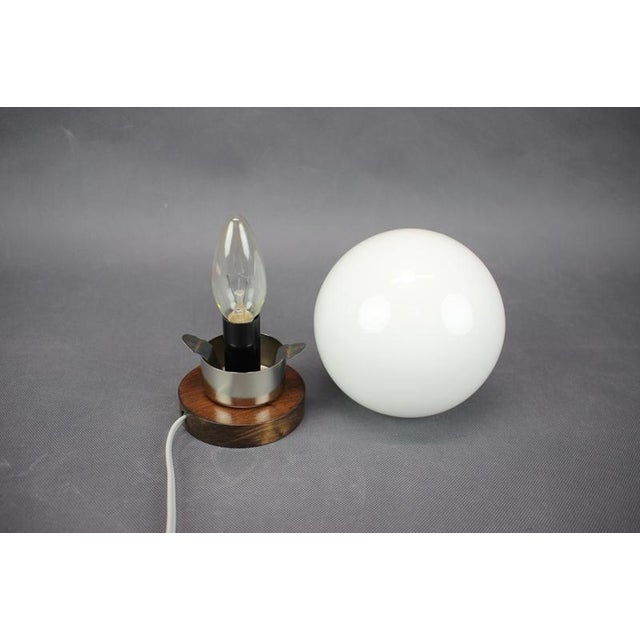 Mid-Century Czech Opaline Glass Globe Table Lamp by Pokrok Žilina, 1960s For Sale - Image 6 of 9