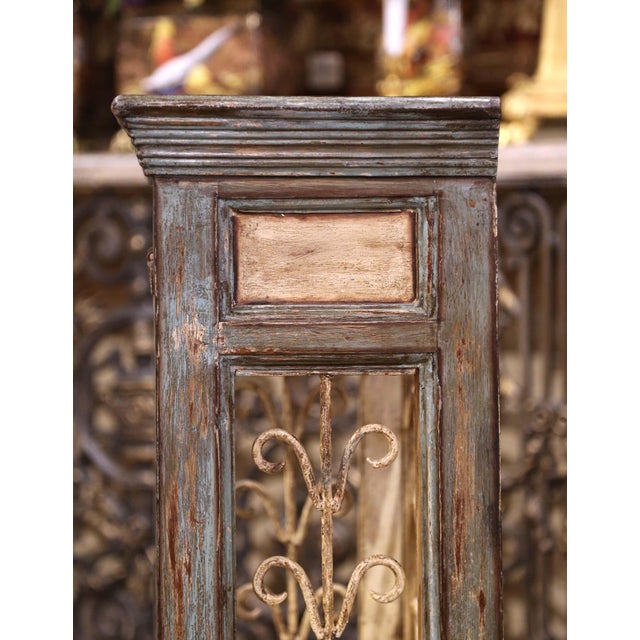 Green Mid-Century French Painted Wood and Wrought Iron Twenty-Four Bottle Wine Rack For Sale - Image 8 of 11