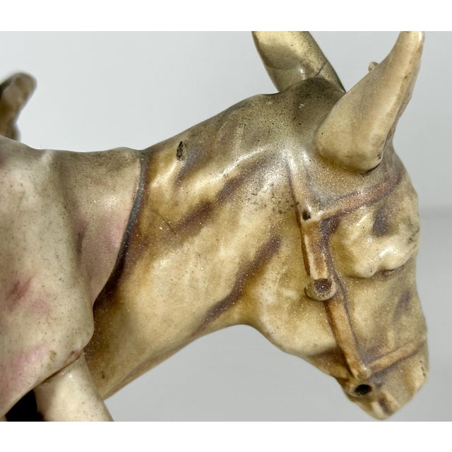 Stellmacher Teplitz Porcelain Figurine: Girl on Donkey, Restored Antique For Sale - Image 4 of 10