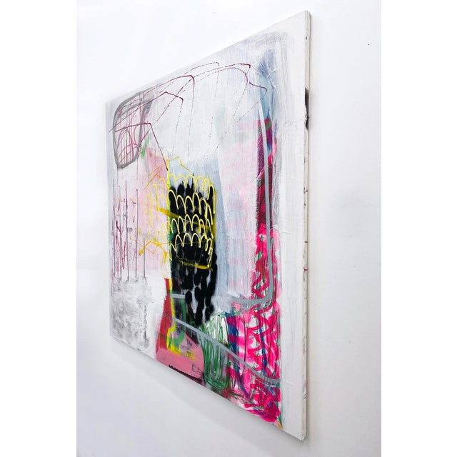 Contemporary Abstract Acrylic, Spray Paint on Canvas Painting "Ananas Spritz" by Ludovic Dervillez For Sale - Image 6 of 8