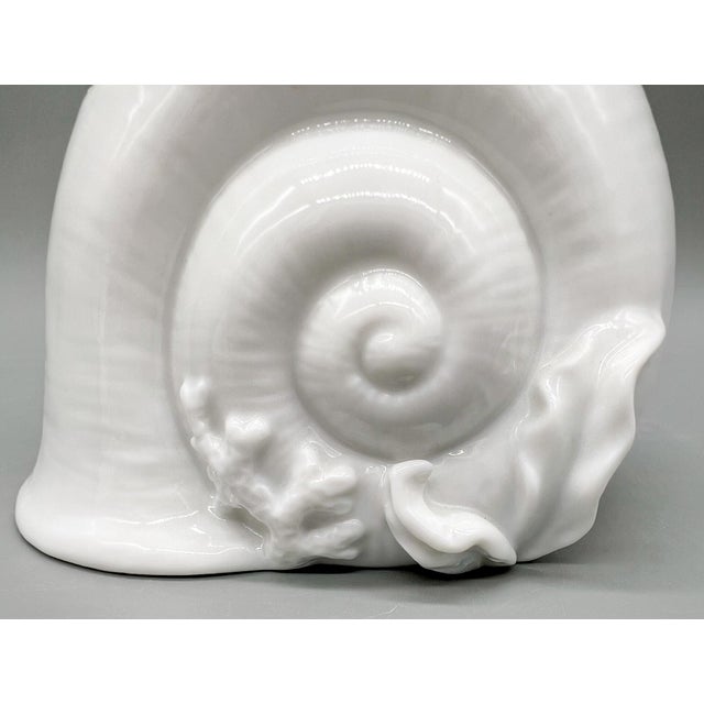 White Porcelain Spiral Snail Shell Lidded Jar – Coastal Nautical Sugar Bowl or Salt Cellar For Sale - Image 11 of 11