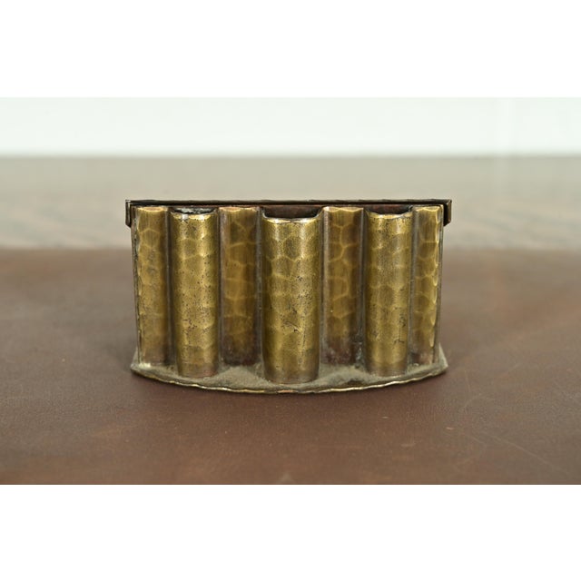 Roycroft Arts & Crafts Brass Finished Hammered Copper Perpetual Desk Calendar Frame For Sale - Image 9 of 13