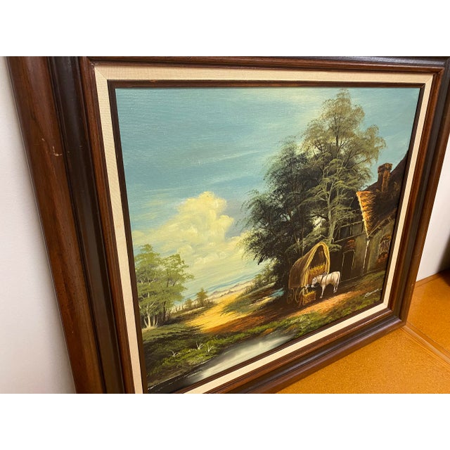 Mid 20th Century Brenner Signed Pastoral Landscape Framed Oil Painting For Sale - Image 4 of 10