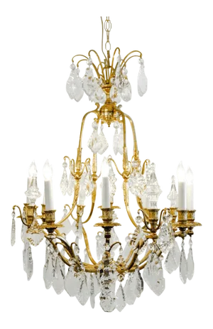 1920s Antique French Cut Crystal Eight Arm Chandelier