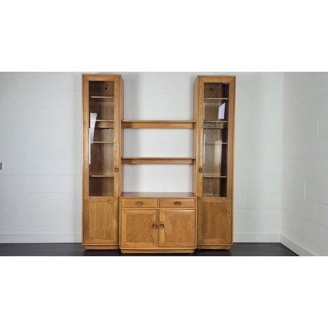 Tall Windsor Glazed Display Cabinet attributed to Lucian Ercolani for Ercol, 1990s For Sale - Image 3 of 17