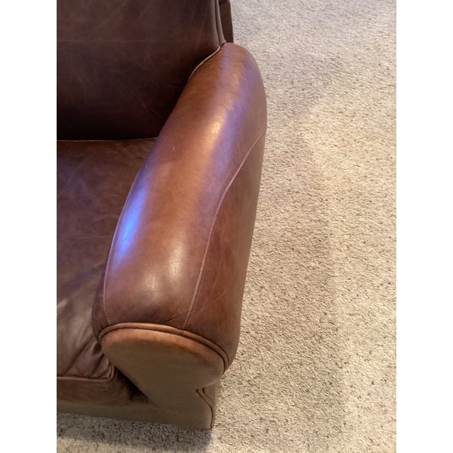 Animal Skin Mitchell Gold Leather Club Chair and Ottoman For Sale - Image 7 of 12